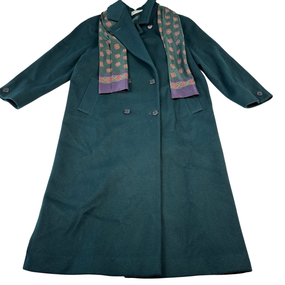 Forecaster Of Boston Wool Trench Overcoat Emerald Green Size 14 Classic Preppy - Picture 2 of 8